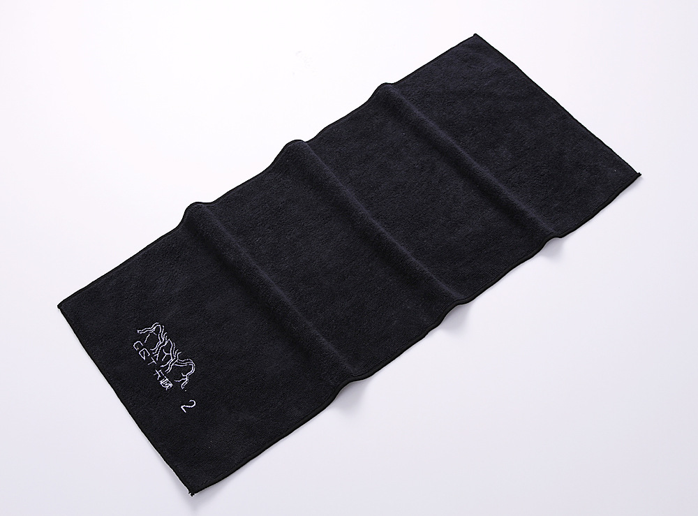 厂家直供美容院美发发廊spa毛巾超细纤维全涤黑色不掉色吸水毛巾 - 行