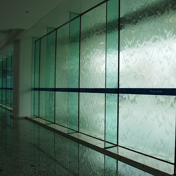 超白桌面圆形异形肌理纹镜面效果普白钢化门窗背景墙热熔水纹玻璃