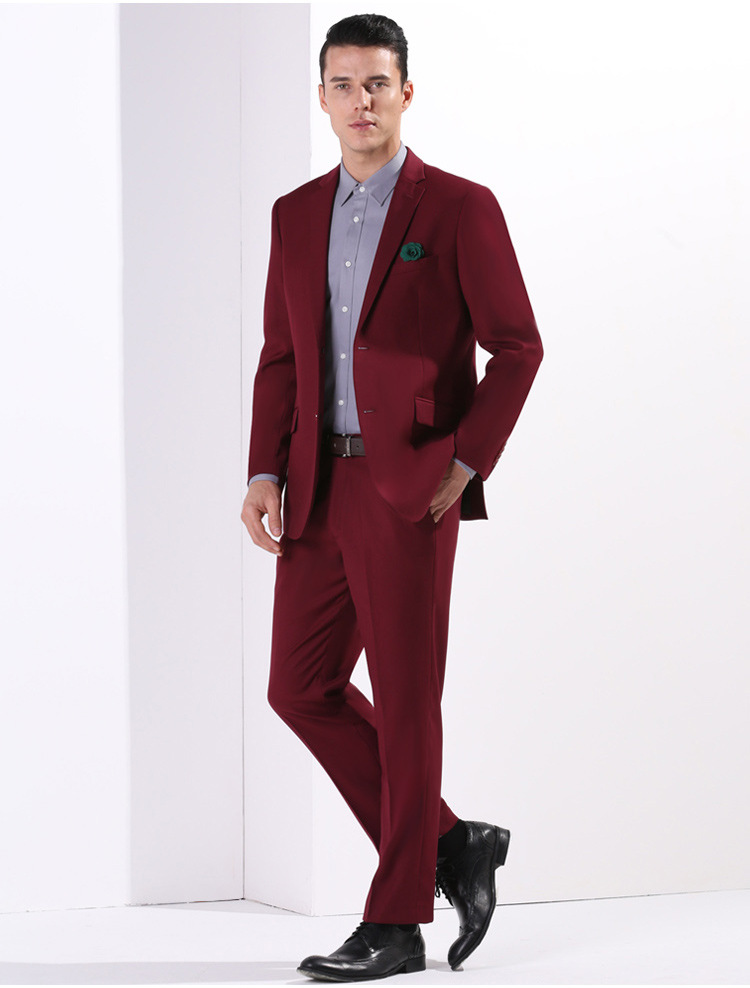 主持人 枣酒红色西装结婚婚庆宴会外贸西服套装男出口西服男影楼