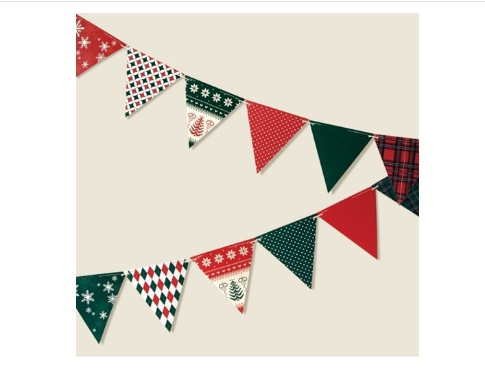 圣诞派对装饰 圣诞三角彩旗 聚会家居装饰挂件 圣诞节纸质彩旗