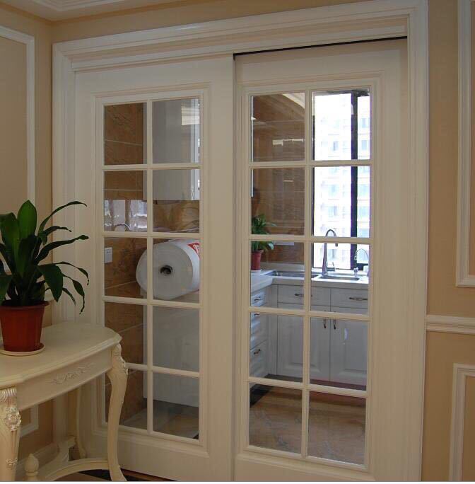 厂家直销欧式田园推拉门阳台卧室实木推拉移门