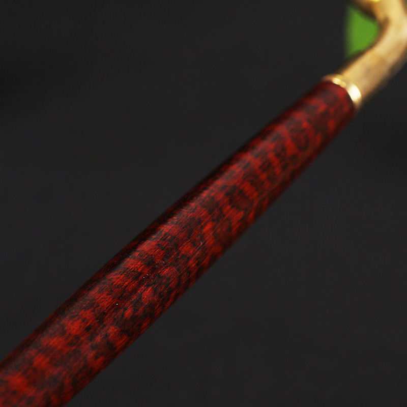 明慧工艺 蛇纹木满纹【烟斗】手把件 文玩