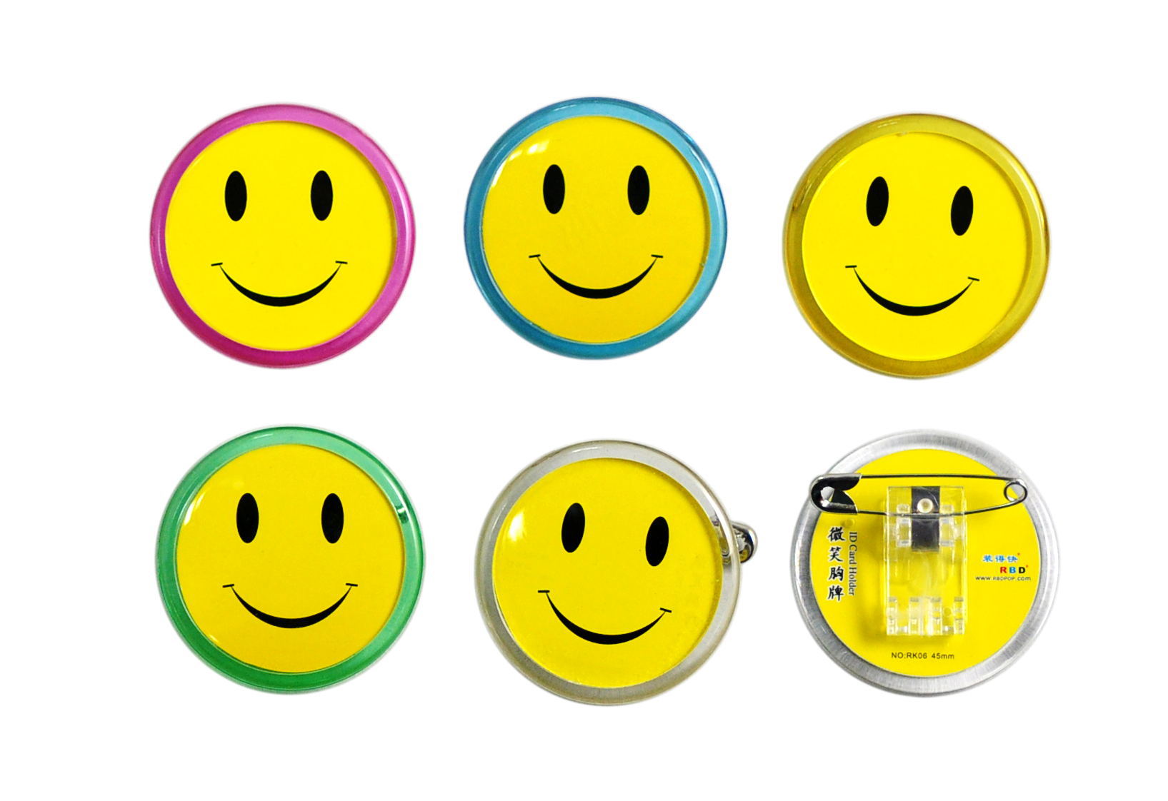 装得快微笑胸牌74*25服务工号牌 工卡形象卡亚克力胸卡笑脸表情卡