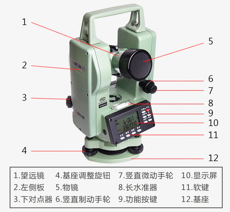 正品常州大地经纬仪de2a/de2a-l电子经纬仪激光上对点经纬仪激光