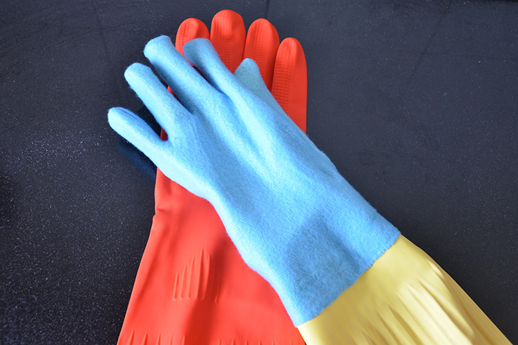 长手套 秋冬加绒加长防水保暖乳胶手套家用洗碗防酸碱清洁手套