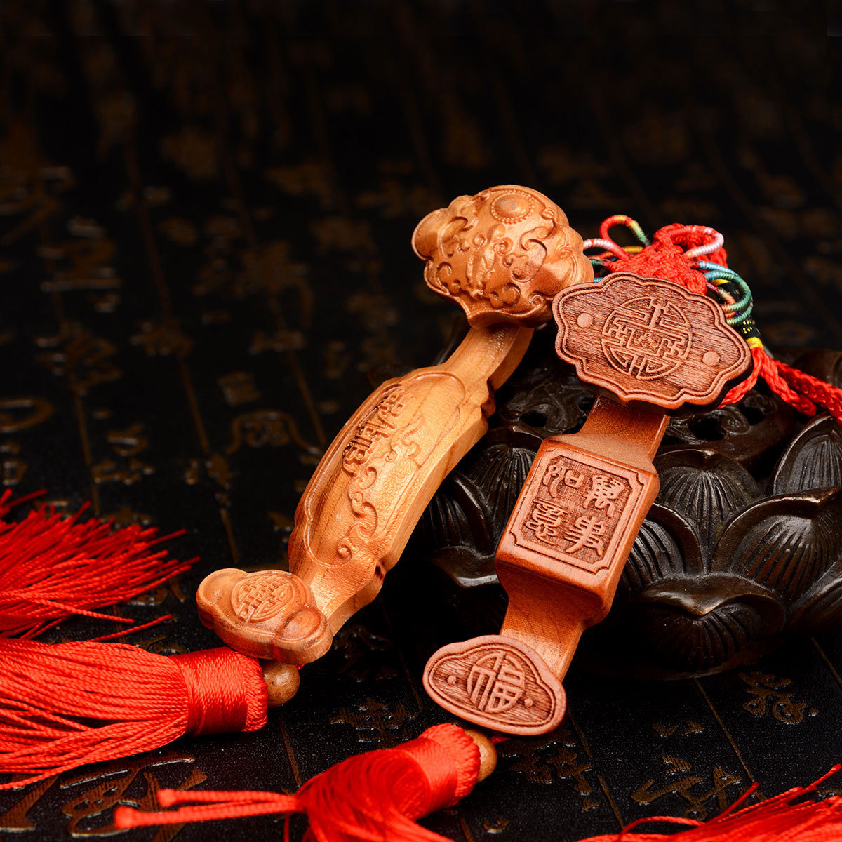 桃木如意挂件汽车挂饰工艺礼品挂件