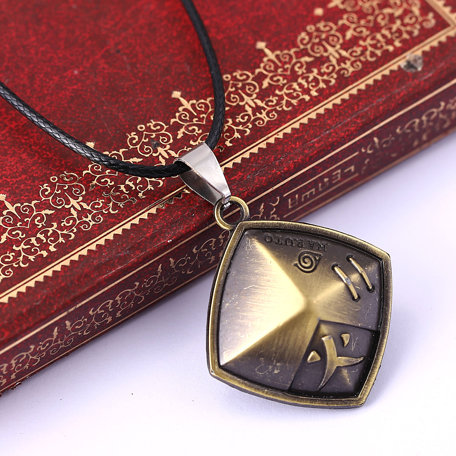 火影忍者 三代目火影斗笠 四方木叶村帽 猿飞日斩 合金项链吊坠