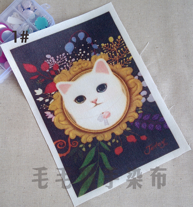 全棉面料 纯手工印染 画布餐垫鼠标垫 日韩可爱卡通布料 可定制