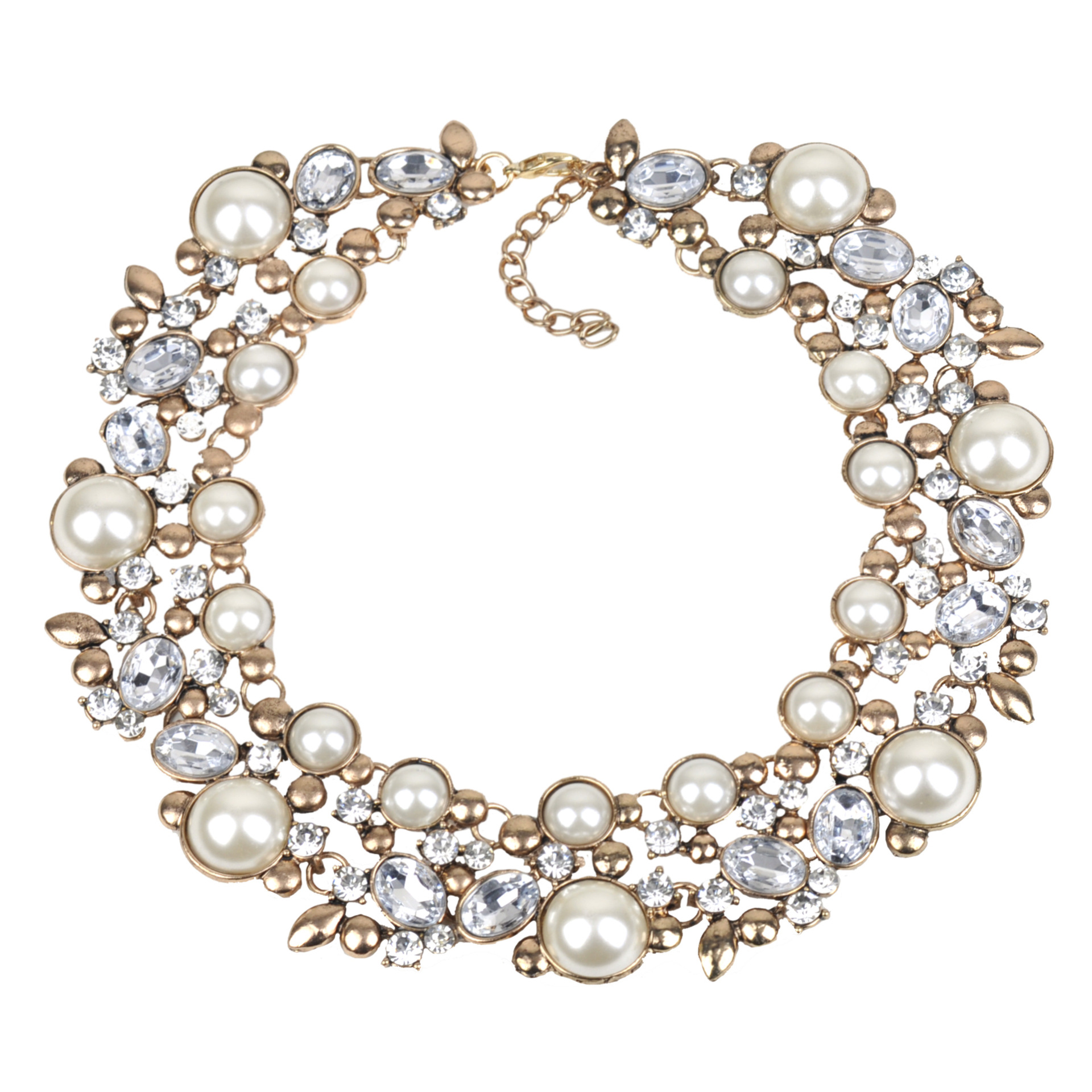 欧美跨境饰品夸张高档项饰 合金满钻大牌珍珠项链 速卖通爆款项链