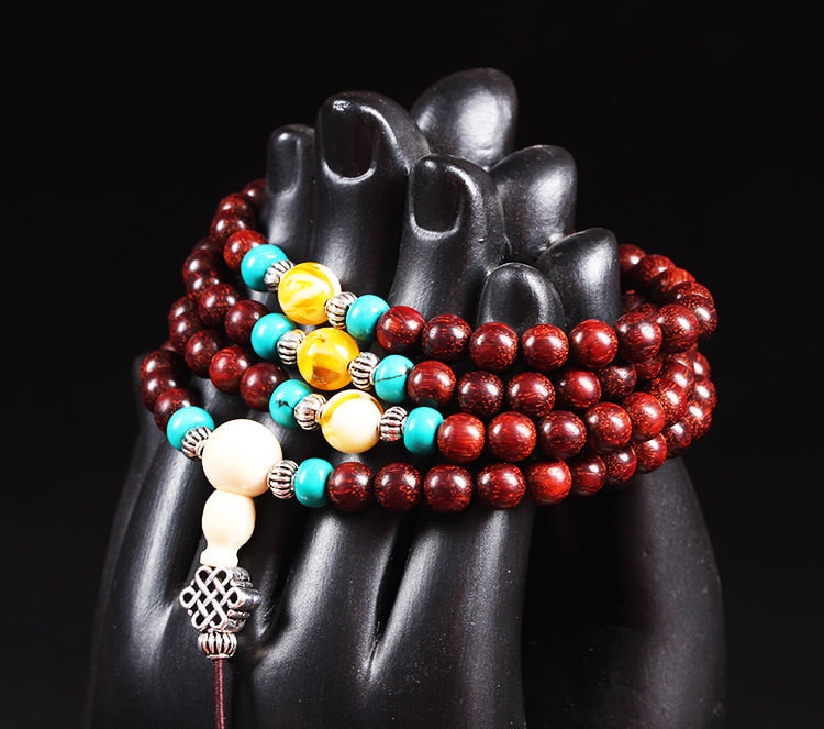 拆房老料精品顺纹正宗小叶紫檀108颗手链牛毛纹紫檀木质工