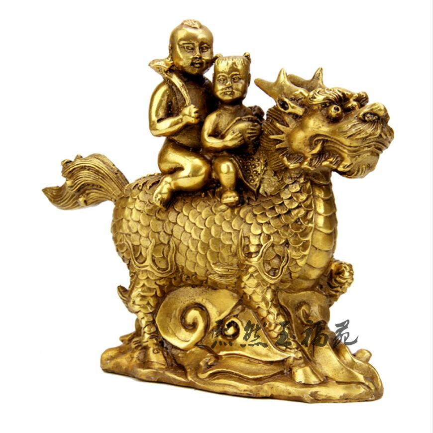 纯铜麒麟送子摆件 送子家居饰品摆设风水家居工艺品摆件