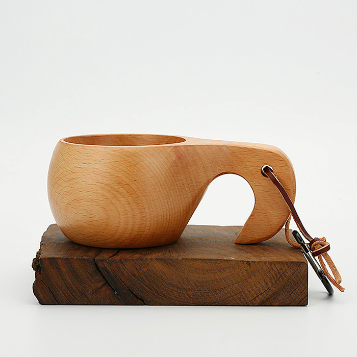 榉木制杯子 便携木头杯子 手柄木杯 原木挂扣杯 咖啡杯 把手杯