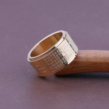 韩版饰品批发新款 心经文钛钢戒指 钛金男士戒指 批发 可转动18K