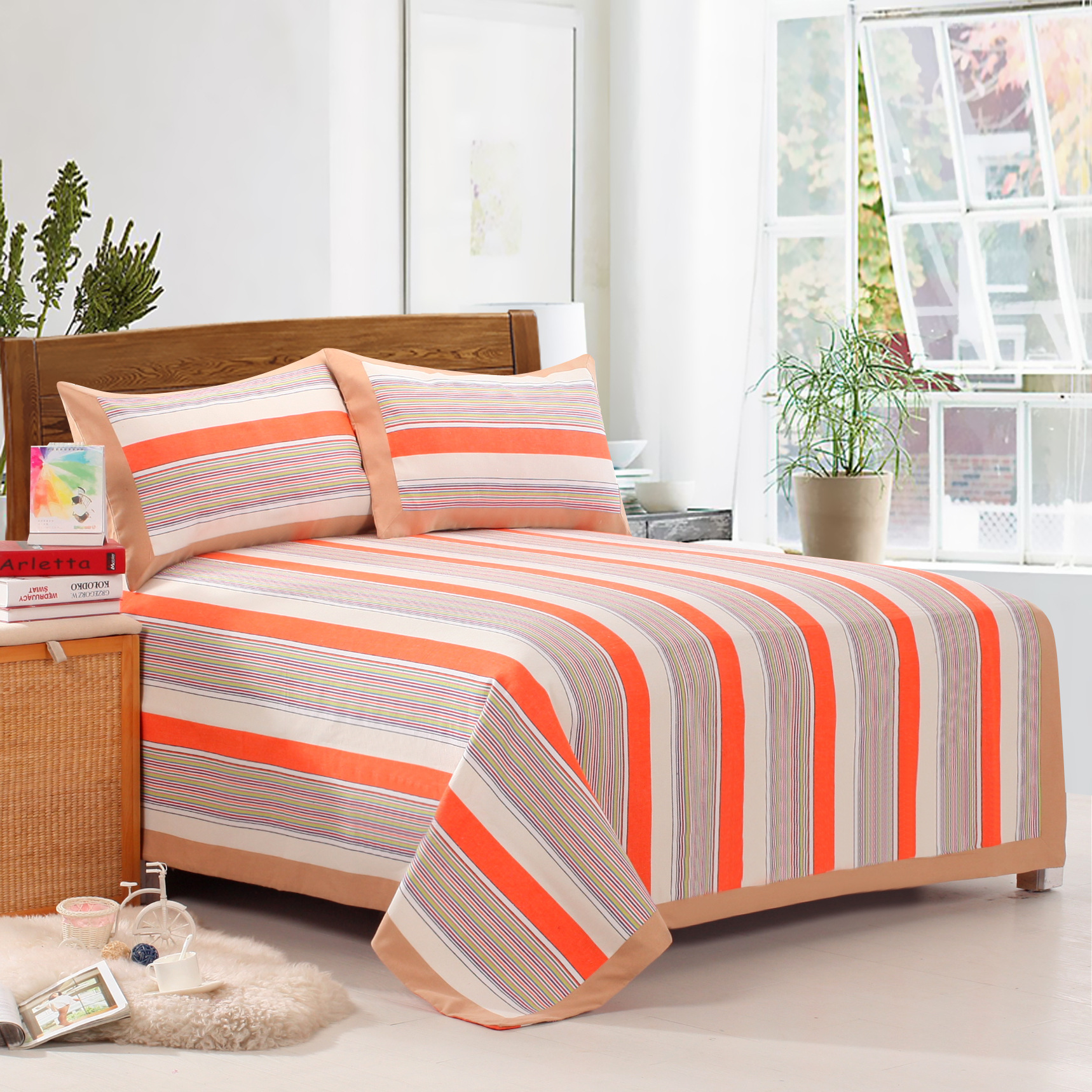 厂家供应老粗布包边粗布凉席三件套四季毯  单人双人加厚空调席