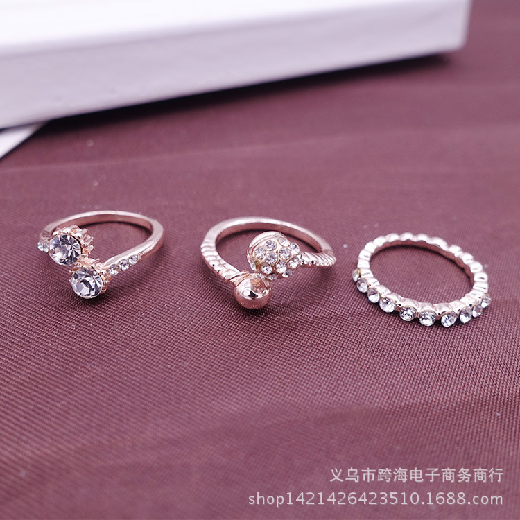 Yiwu One Yuan Commodity Korean New Rhinestone Ring Girls' Ring Index Finger Joint Tail Ring 2 Yuan Store Hot Sale