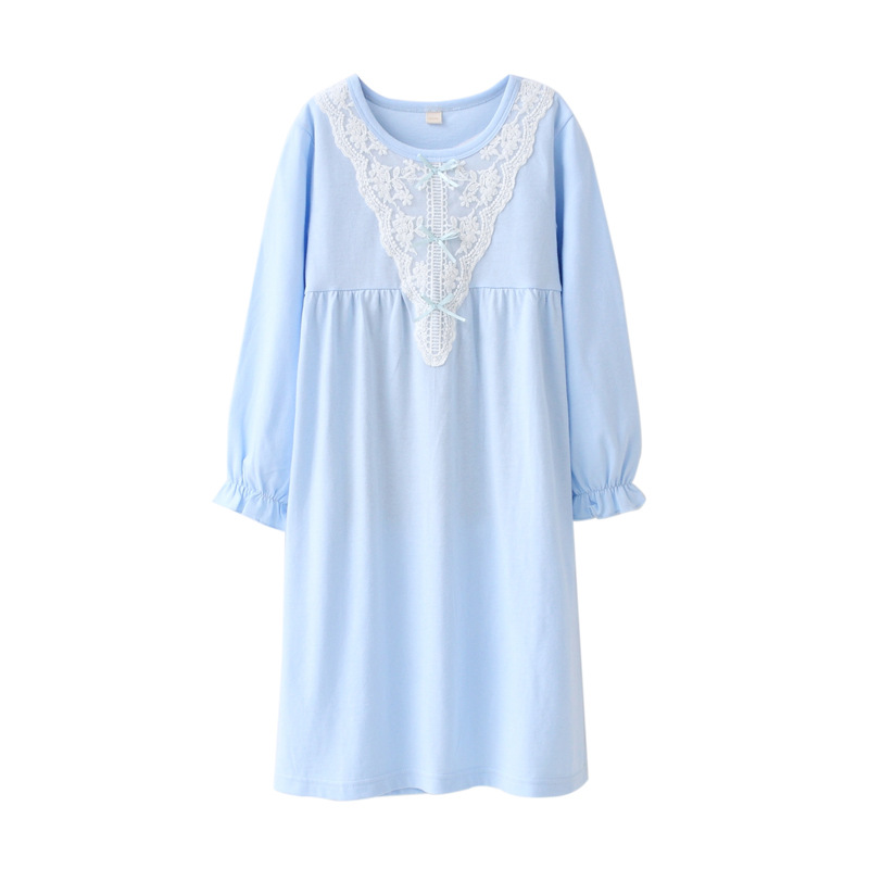 Girls' Nightdress Cotton Lace Children's Clothing Mother-Child Suit Mother-Daughter Matching Outfit Homewear Night-Robe Parent-Child Pajamas Korean Style