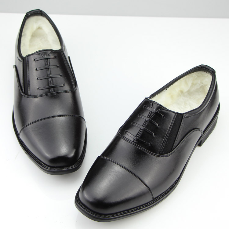 冬季男真皮07b校尉常服士官价格配发军官三接头商务羊毛保暖皮鞋