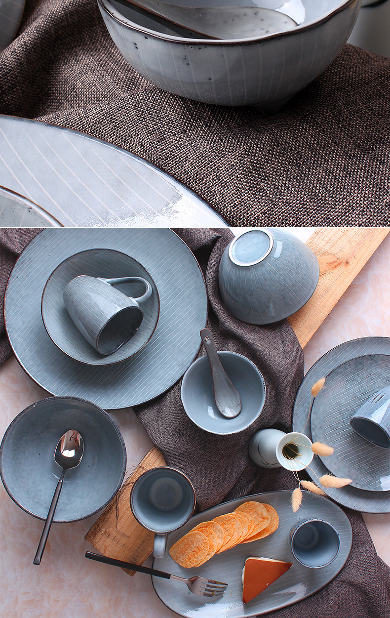 创意个性复古异形陶瓷餐具酒店咖啡馆牛扒盘面碗沙拉碗味碟大盘子