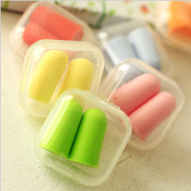 Soundproof Earplugs Manufacturers Can Print Logo Words Protective Square Boxed Noise Reduction Anti-Noise Sleeping Bags Sponge Earplugs