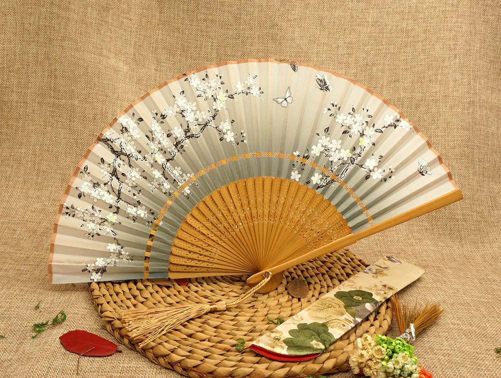 折扇*冰冰同款一笑扇*双节扇子樱花日式女扇丝绸高档礼品扇厂家