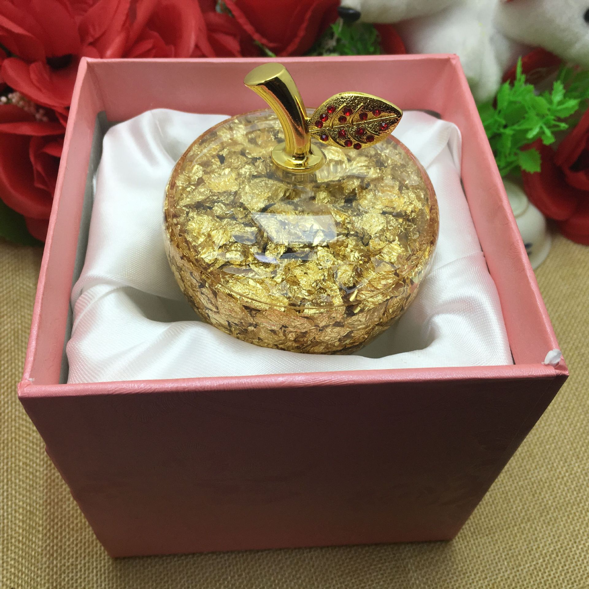 苹果金苹果摆件礼盒圣诞节平安夜苹果圣诞礼品水晶苹果