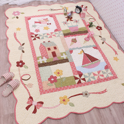 外贸韩国拼布绗缝布艺地垫宝宝爬行地垫卧室客厅瑜伽垫防滑地垫