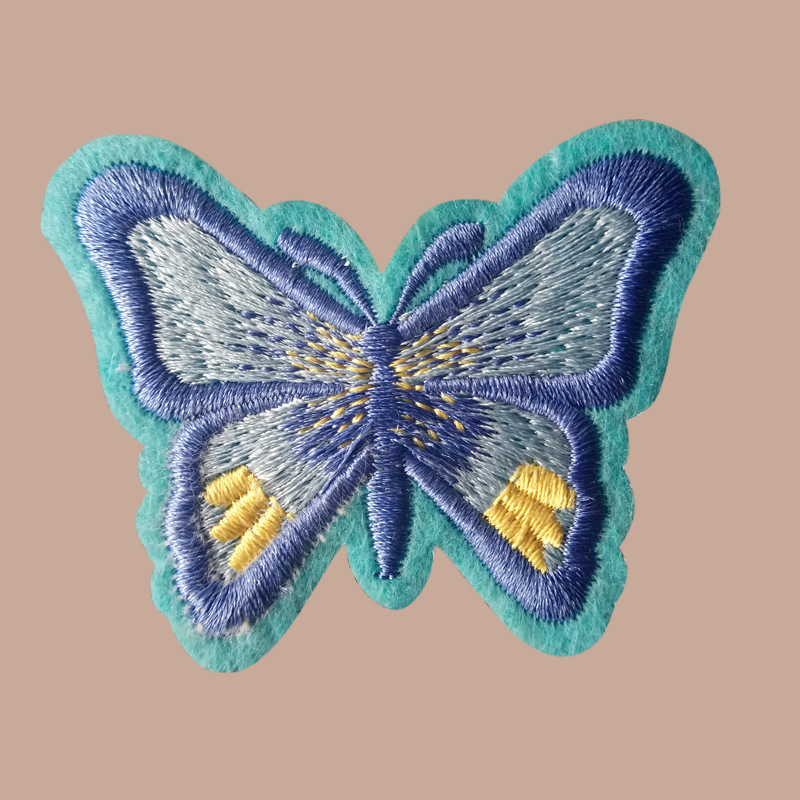 新款精美无纺布蝴蝶刺绣布贴 牛仔裤卡通图案绣花布贴 来样定做