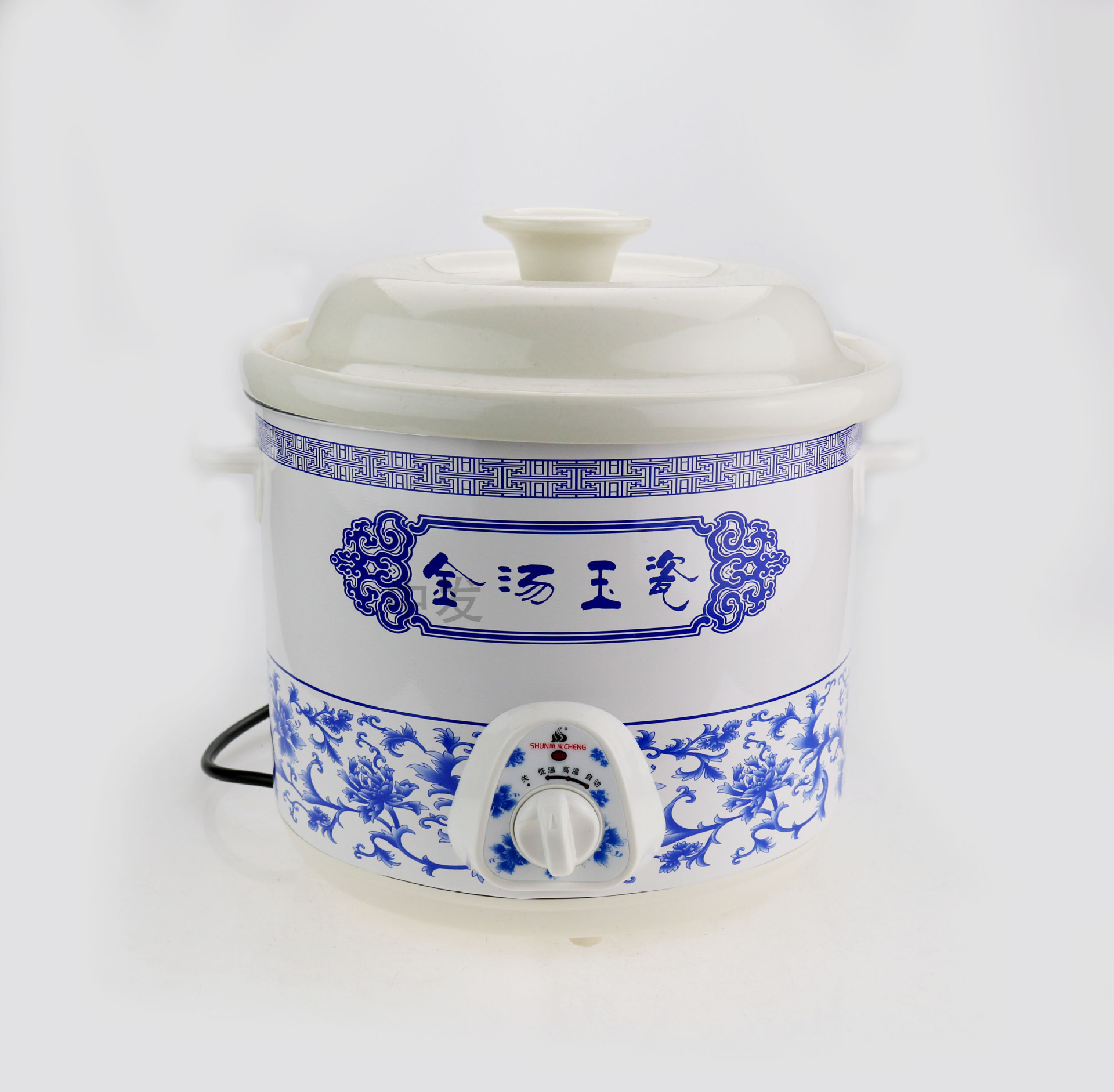 顺成白瓷陶瓷盖电炖锅 炖锅 金汤玉瓷清花瓷御膳汤煲 电炖盅