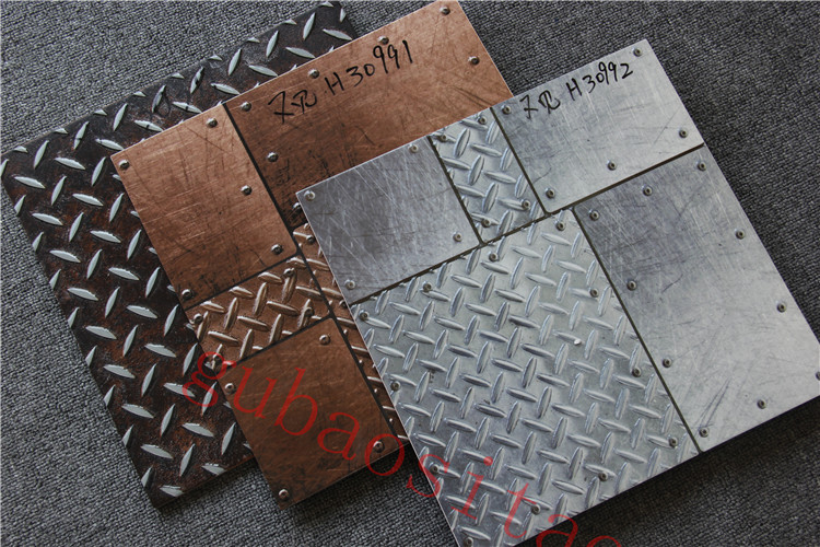 佛山欧式现代金属釉仿古砖 凹凸铁地板600餐厅酒吧防滑300地板砖