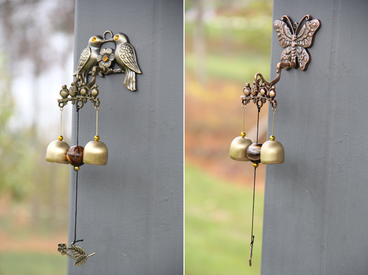 欧式复古金属门挂饰风铃2个铜铃风水家饰儿童女友生日礼物