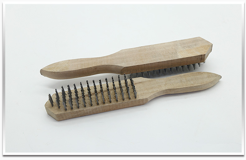 清洁工具 镀铜黄丝刷 钢丝刷 厂家直销木柄手用除锈刷