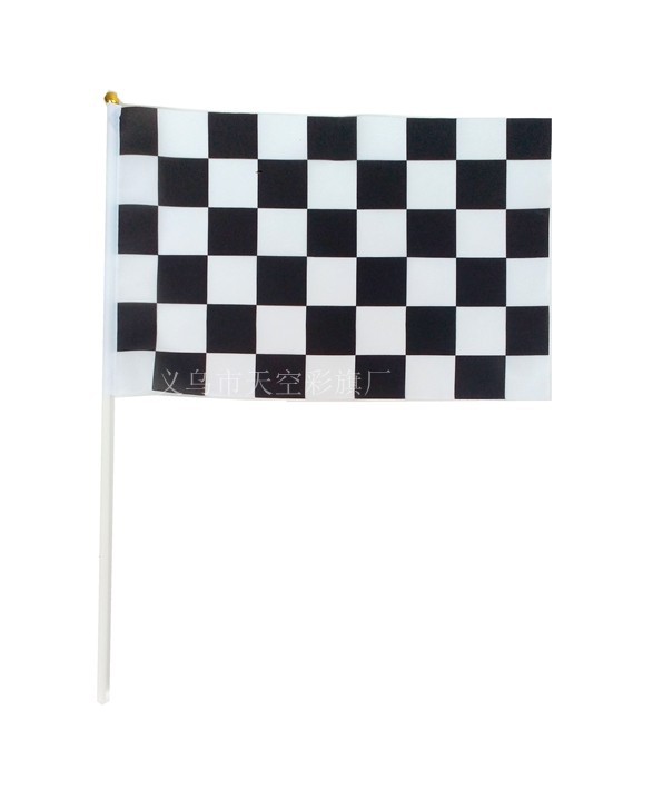 厂家直供8号黑白格赛车旗 f1黑白格赛车手摇旗旗 定制赛车手摇旗