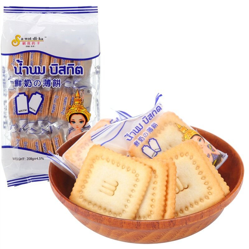 进口货源食品批发泰国进口休闲食品刷我的卡薄饼干208g
