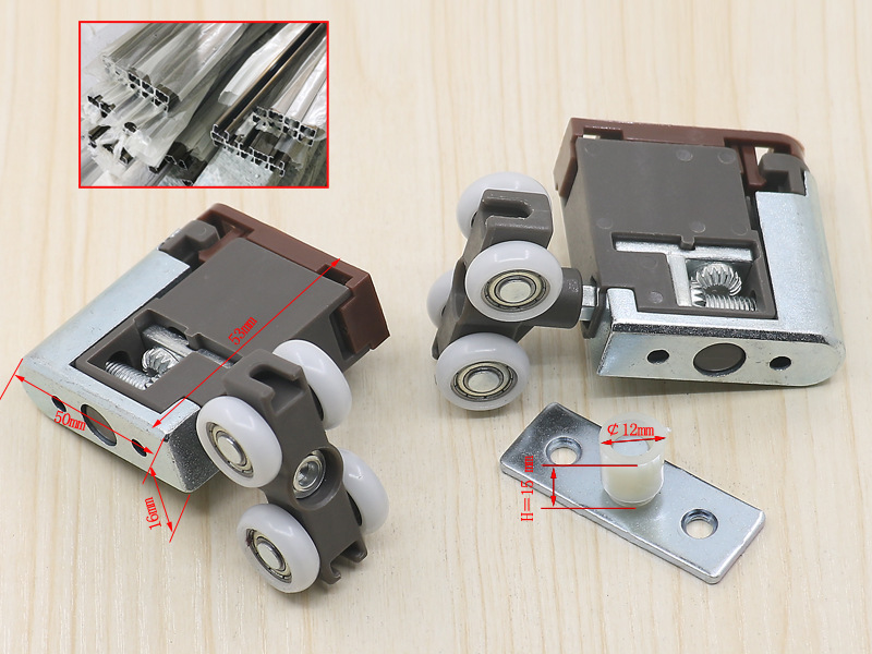 【神冈】移动门静音可调吊轮 尼龙滑轮 铝合金滑轨 轨道 吊轨