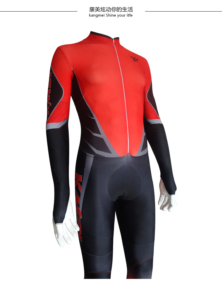 短道速滑雪服长袖连体高弹力运动莱卡速干防