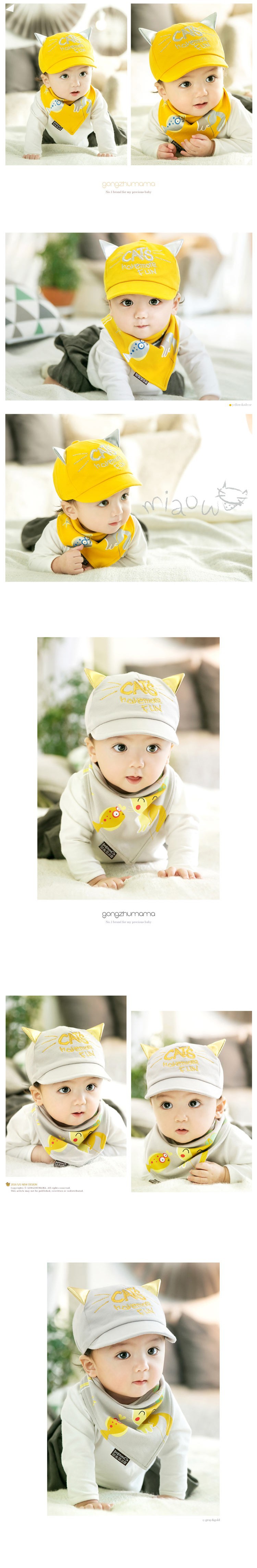 春秋冬儿童帽子三角口水巾二件套 婴儿纯棉棒球帽 宝宝套装 批发