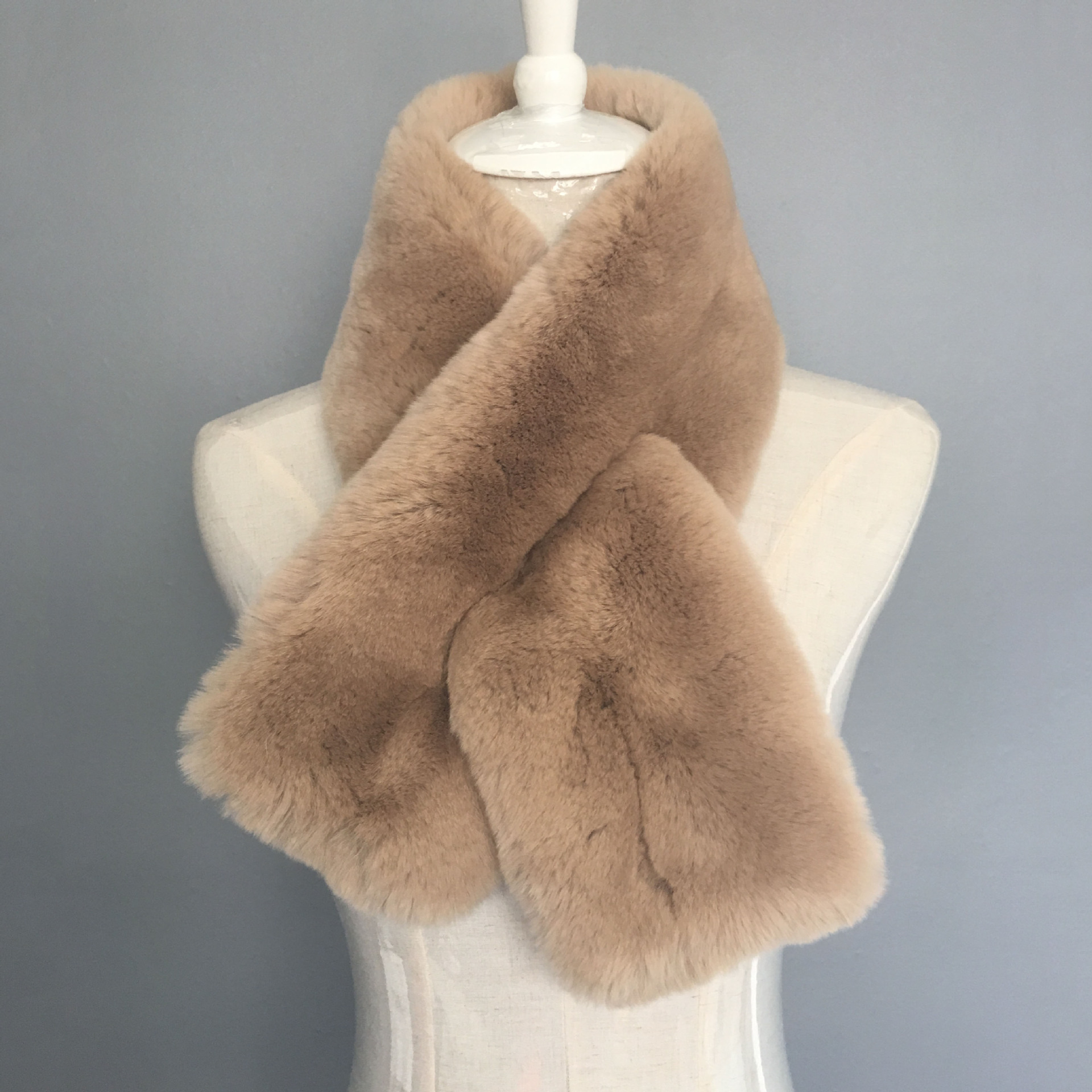 欧韩版整皮獭兔毛围巾围脖女皮草围巾毛领獭兔毛双面无缝拼接围巾