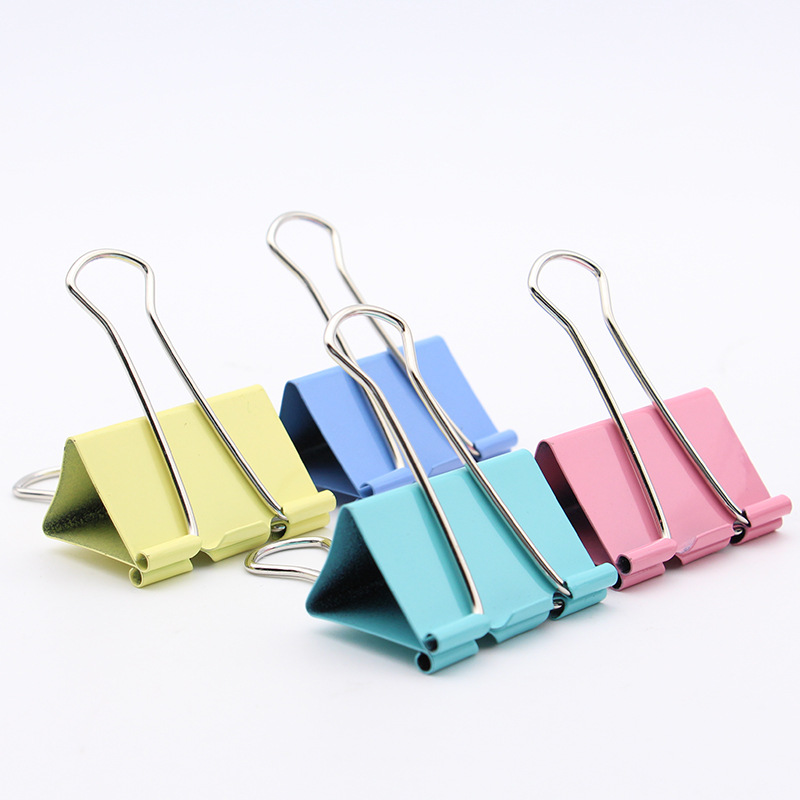 得力彩色长尾夹中号8553es燕尾夹文件夹铁票据夹子办公用品24个