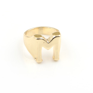 明星同款 金色大牌字母m戒指 情侣戒指女款 尾戒关节戒指环套件