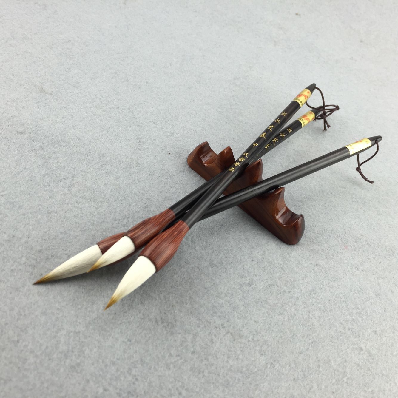 厂家直销黑檀木杆狼羊兼毫毛笔 出水芙蓉大中小楷兼毫毛笔批发