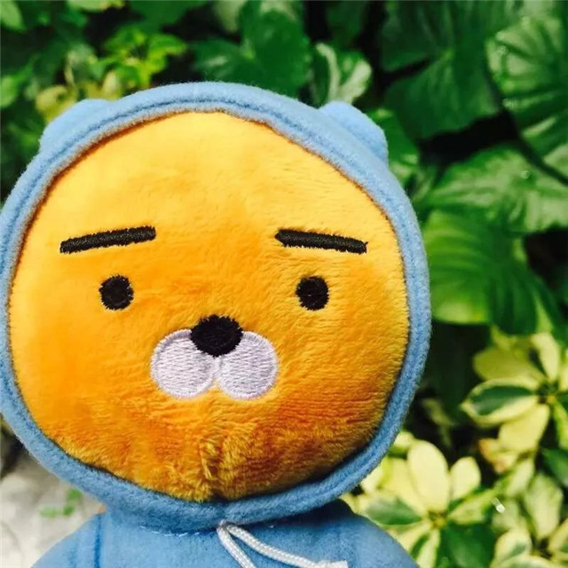 韩国kakao friends 超萌南俊同款ryan小狮子蓝衣服带帽毛绒公仔