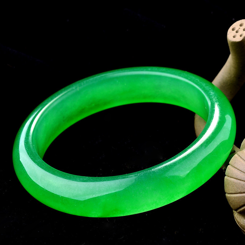厂家批发 翡翠色手镯阳绿冰种满绿祖母绿玉石镯子女款玉镯批发