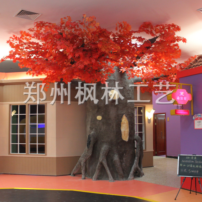 枫林厂家餐厅现场制作仿真树 包柱子仿真榕树 大型仿真植物景观树