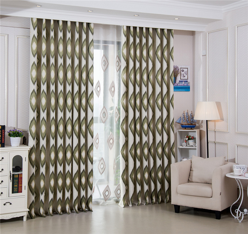 涤棉提花零售高档现代卧室客厅厂家直销批发成品窗帘