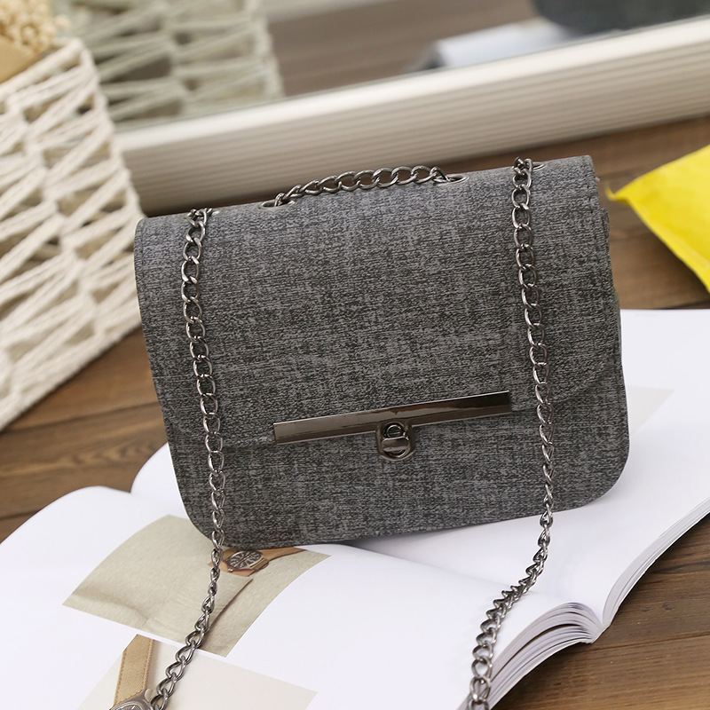 2020 Autumn and Winter New Woolen Iron Edge Screw Lock Chain Small Square Bag Shoulder Crossbody Mobile Phone Coin Purse Women's Bag