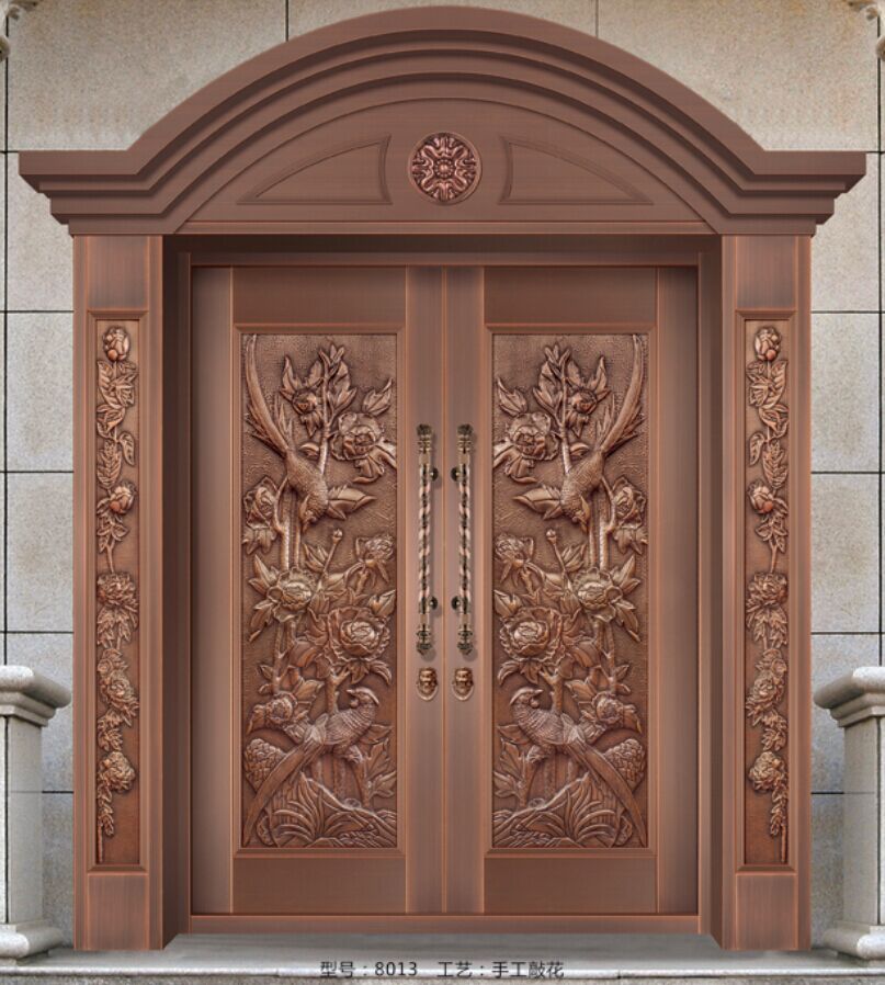 手工敲花铜门 豪华别墅大门