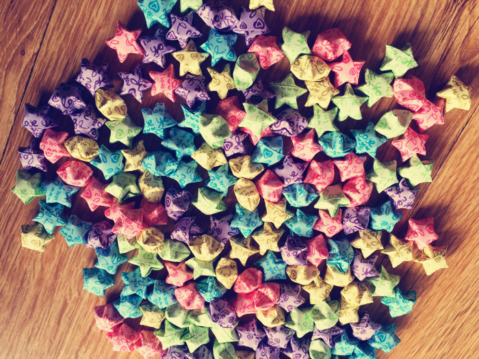 love you手工成品 幸运星纯色许愿星 手工星星 星星成品情人礼品