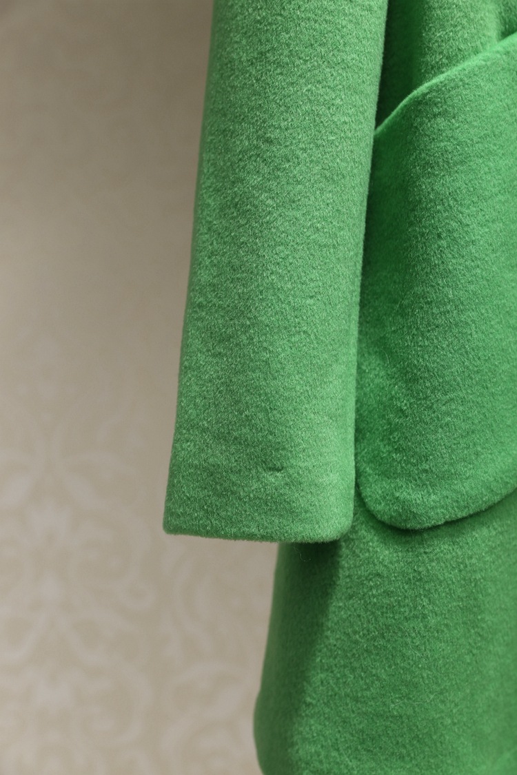 点#s系列 2016秋冬女装大毛领毛呢外套 中长款纯色呢子.