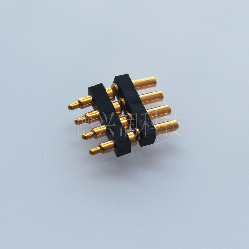 电源弹片连接器pogopin弹簧针顶针单排探针4pin镀金大电流公母座