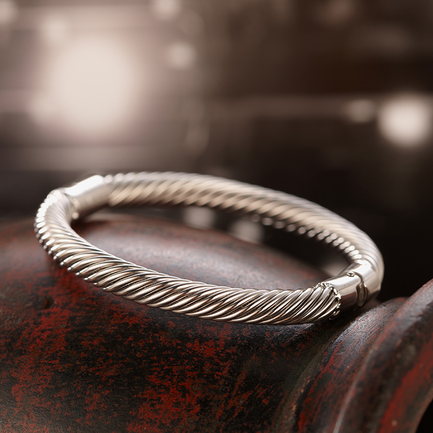 厂家直销 钛钢扭曲粗钢丝手镯 外贸饰品批发